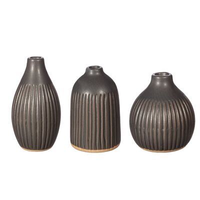 Grooved Bud Vases Noir - Lot de 3