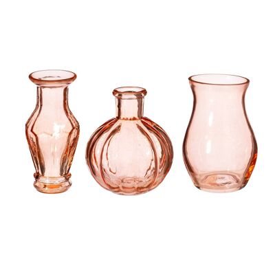 Recyceltes Glas Vintage Bud Vase Blassrosa Set 3