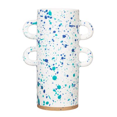 Florero Grande Turquesa y Azul Splatterware