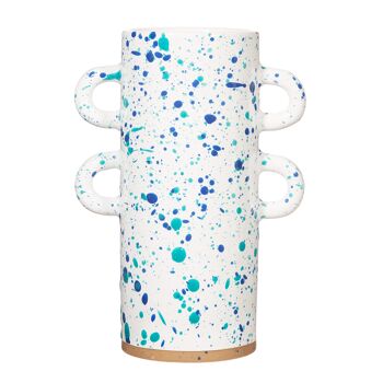 Grand Vase Splatterware Turquoise et Bleu 1