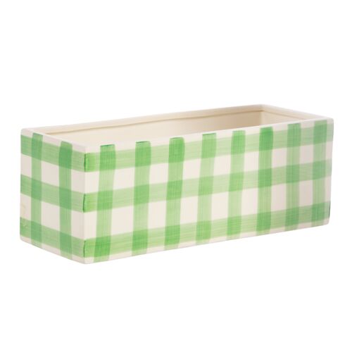 Gingham Trough Planter Green