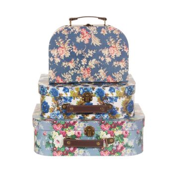 Valises Delphine Blue Vintage Rose - Lot de 3 1