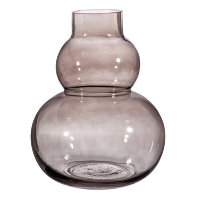 Vase galet en verre gris fumé