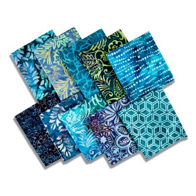 Paquete Fat Quarter de 10 piezas de Bali Batik - Azules