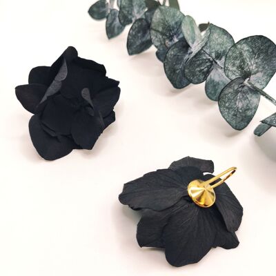 Boucles d'oreilles en fleurs d'hortensia stabilisées, Nera