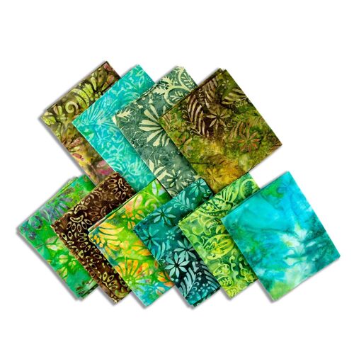 Bali Batik 10pc Fat Quarter Bundle - Greens