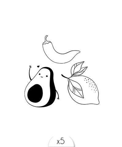 Tatouage éphémère : Avocado Lover x5