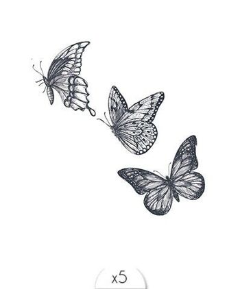 Tatouage éphémère : Envolée de papillons x5 1