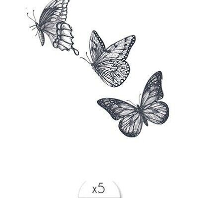 Tatouage éphémère : Envolée de papillons x5