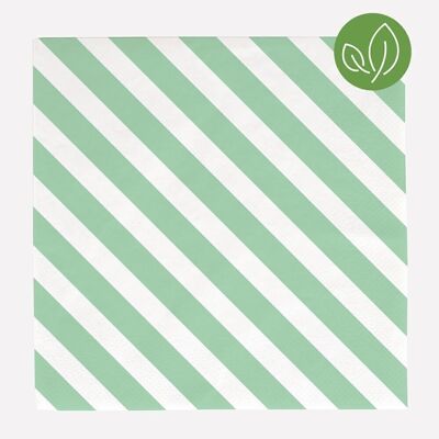 20 Paper napkins: mint green stripes