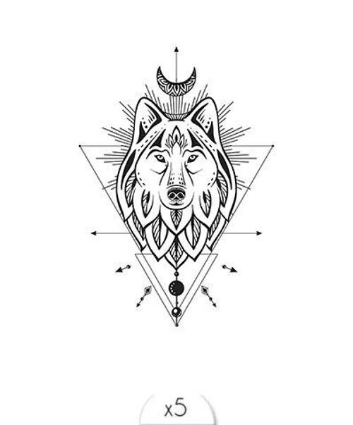 Tatouage éphémère : Loup Graphique x5