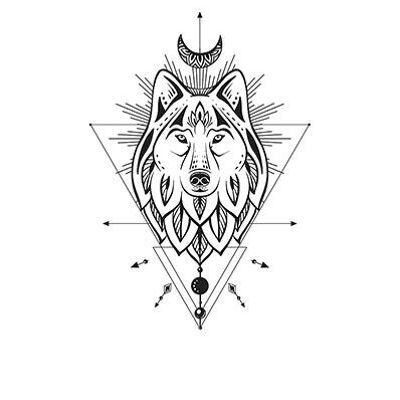 Tatouage éphémère : Loup Graphique x5