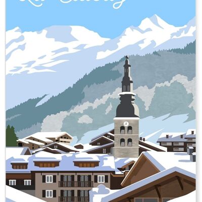 Illustrationsplakat der Stadt La Clusaz