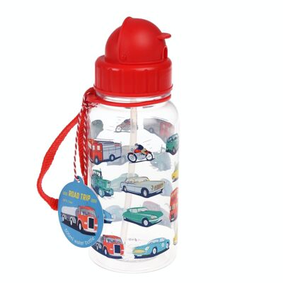 Kindertrinkflasche mit Strohhalm 500ml - Road Trip