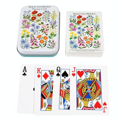 Playing cards in a tin - Wild Flowers