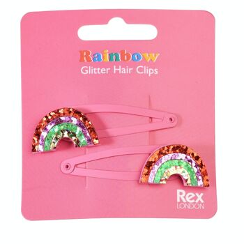 Barrettes à cheveux scintillantes (lot de 2) - Arc-en-ciel 3