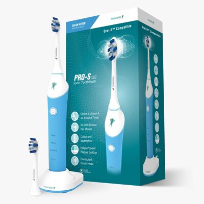 Pro Sonic S-180 Clean Action Electric Toothbrush + 2 Replacement Heads