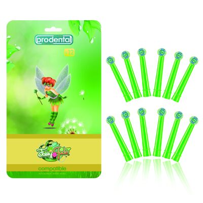 Pack de 12 Brossettes Compatibles Oral-B Soins Enfants Healthy Kids Fairy Jade
