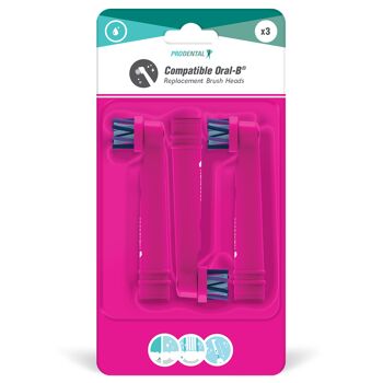 Pack de 3 brossettes compatibles Oral-B Multi Color Cross Edition Neon Pink Pack 1