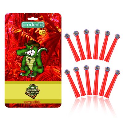 Pack de 12 cabezales de cepillo compatibles con Oral-B Healthy Kids Diego Alligator