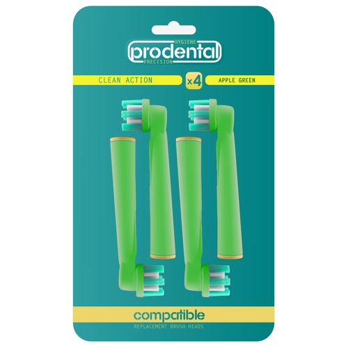 Pack de 4 brossettes compatibles Oral-B Clean Action colors Apple Green