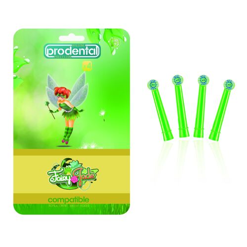 Pack de 4 brossettes compatibles Oral-B Soins Enfants Healthy kids Fairy Jade Green