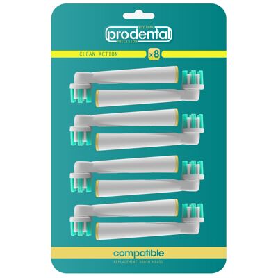 Pack de 8 cabezales compatibles con Oral-B Clean Action