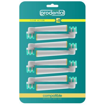 Pack de 8 brossettes compatibles Oral-B Clean Action 1