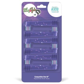 Pack de 6 brossettes compatibles Oral-B Soins Enfants Healthy Kids Fairy Jade Purple 1