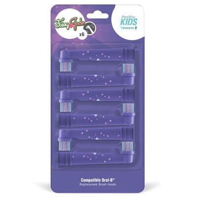 Pack of 6 Oral-B compatible brush heads Healthy Kids Fairy Jade Purple
