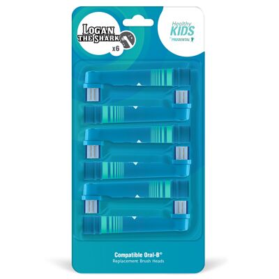 Pack de 6 cabezales de cepillo compatibles con Oral-B Healthy Kids Logan Shark