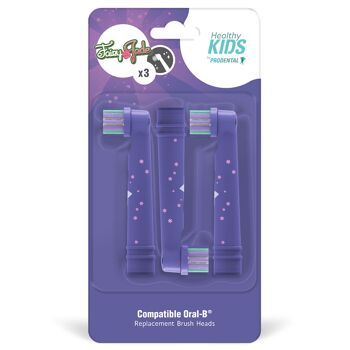 Pack de 3 brossettes compatible Oral-B Soins Enfants Healthy Kids Fairy Jade purple 3