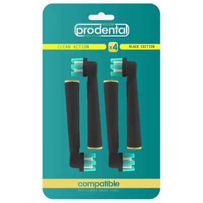 Pack de 4 cabezales de cepillo compatibles con Oral-B Clean Action Colours Black