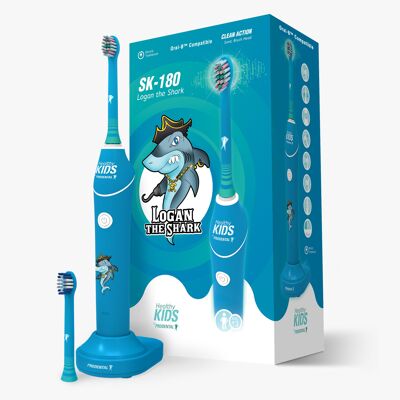 Sonic Electric Toothbrush SK-180 Care Healthy Kids Logan Shark + 2 Replacement Heads
