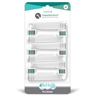 Pack of 6 Oral-B Pro Action compatible brush heads