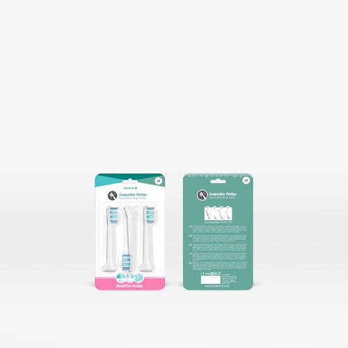 Pack de 3 brossettes compatibles Philips et Prodental S-Series Sensitive Action