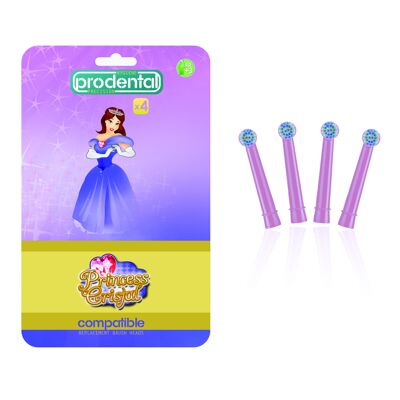 Packung mit 4 Oral-B-kompatiblen Bürstenköpfen Healthy Kids Princess Cristal