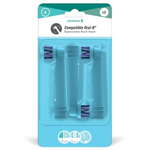 Pack de 3 brossettes compatibles Oral-B Multi Action Color Sky Blue