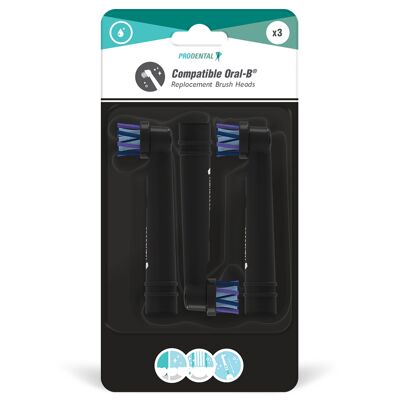 Pack of 3 Oral-B Multi Action Black compatible brush heads