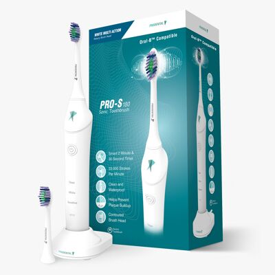 Pro S-180 Multi Action White Sonic Electric Toothbrush + 2 Replacement Heads