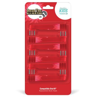Pack de 6 cabezales de cepillo compatibles con Oral-B Healthy Kids Diego Alligator