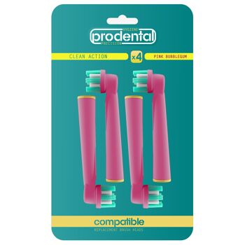 Pack de 4 brossettes compatibles Oral-B Clean Action Colors Pink Bubblegum 2