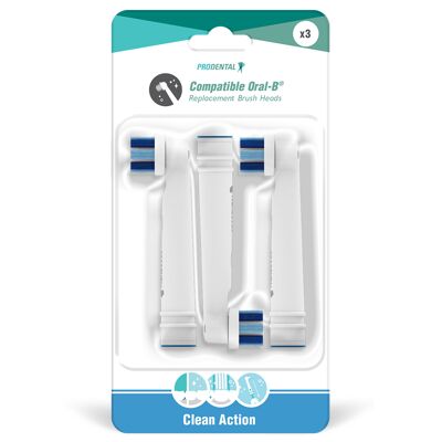 Pack of 3 Oral-B Clean Action compatible brush heads