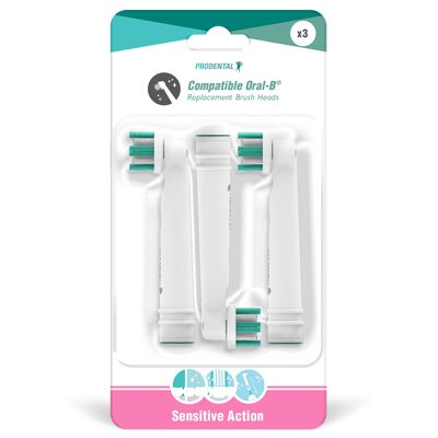 Pack of 3 Oral-B Sensitive Action compatible brush heads