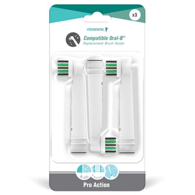 Pack of 3 Oral-B Pro Action compatible brush heads