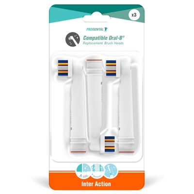 Pack de 3 cabezales de cepillo compatibles con Oral-B Inter Action