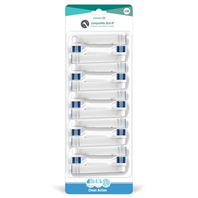 Pack of 10 Oral-B Clean Action compatible brush heads