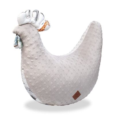 Coussin d'allaitement Poule Gris , Made In France Safari