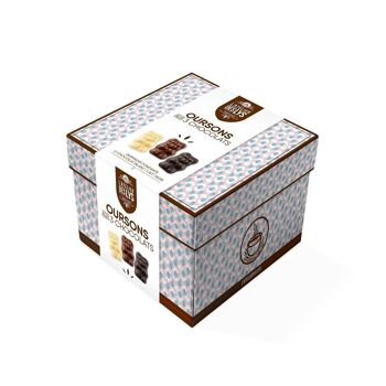 Boîte fleur garnie d'Oursons en guimauve aux 3 chocolats Lait, Noir et Blanc 2