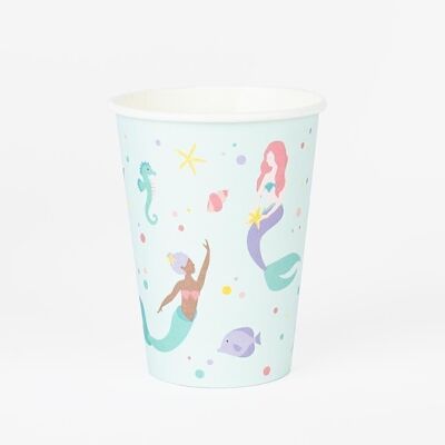 8 Paper cups: mermaid